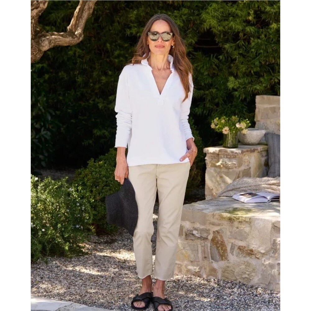 Frank & Eileen Wicklow The Italian Chino khaki Women's Size 12 Cropped Pants Raw